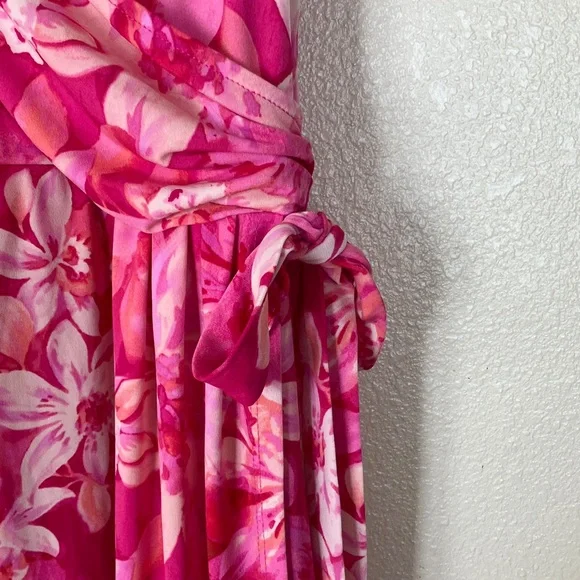 Susan Graver Pink Floral Faux Wrap Dress, XL - Picture 5 of 8